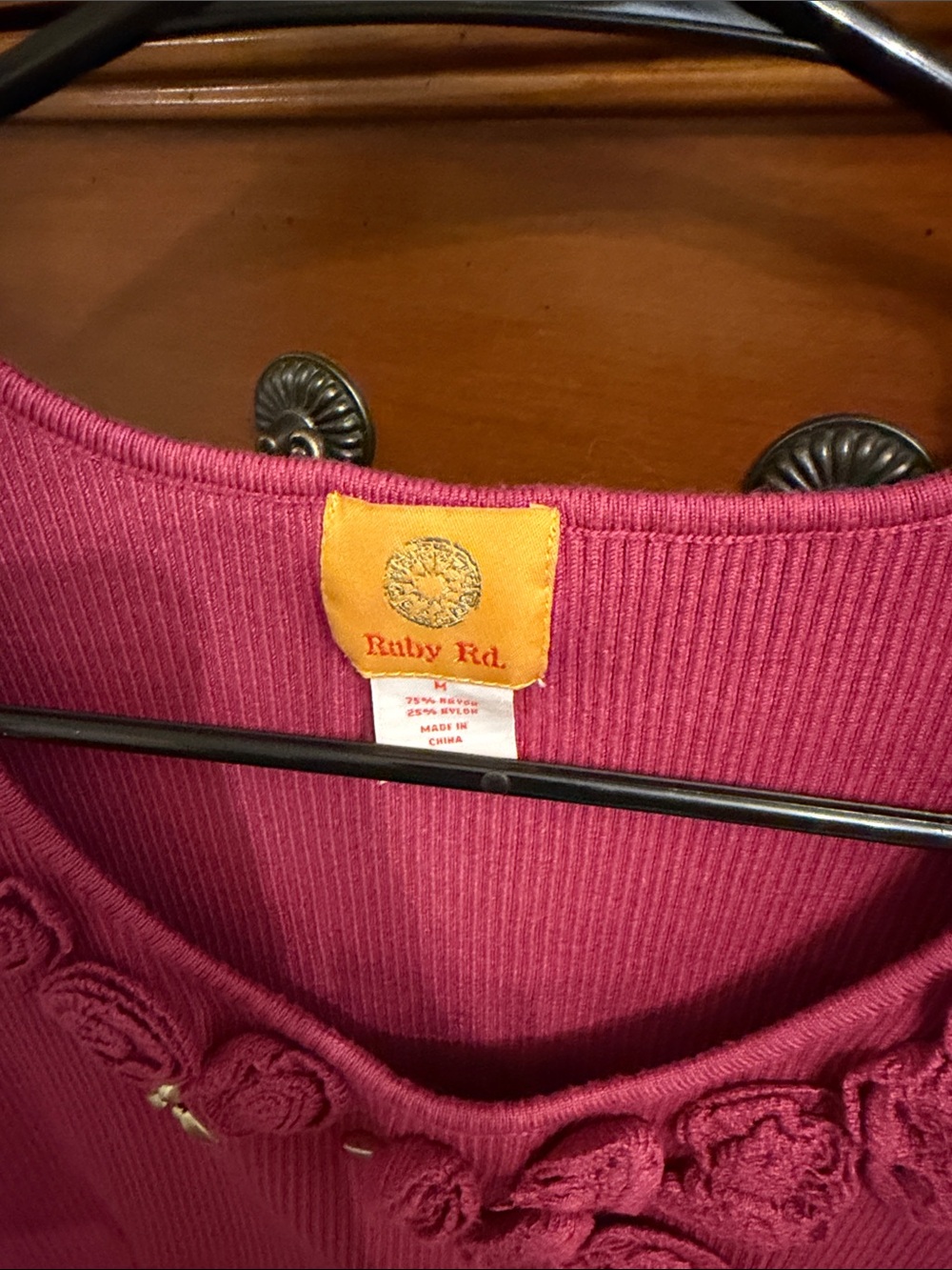 Ruby Rd. Hot Pink Embellished Ribbed Tank - Picture 2 of 3